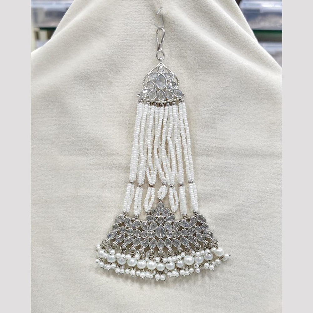 Rajwadi Collection Designer Crystal Stone And Pearl Bridal Passa for Women
