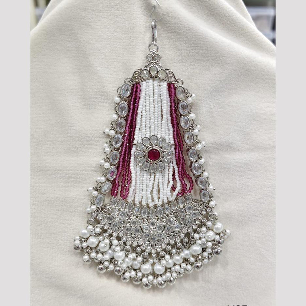 Rajwadi Collection Designer Crystal Stone And Pearl Bridal Passa for Women