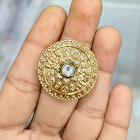 Rajwadi Collection Antique Finish Pota Stone Finger Ring