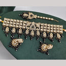 Rajwadi Collection Premium Pota Stone And Pearl Choker Necklace Set