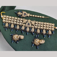 Rajwadi Collection Premium Pota Stone And Pearl Choker Necklace Set