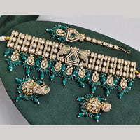 Rajwadi Collection Premium Pota Stone And Pearl Choker Necklace Set