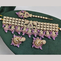 Rajwadi Collection Premium Pota Stone And Pearl Choker Necklace Set