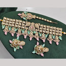 Rajwadi Collection Premium Pota Stone And Pearl Choker Necklace Set