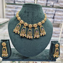 Rajwadi Collection Premium Pota Stone And Pearl Necklace Set