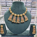 Rajwadi Collection Premium Pota Stone And Pearl Necklace Set