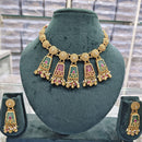 Rajwadi Collection Premium Pota Stone And Pearl Necklace Set