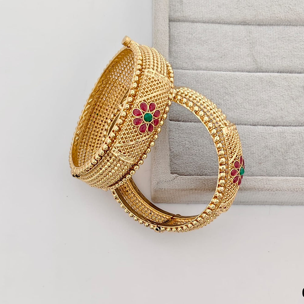 Rajwadi Collection Premium Pota Stone Openable Bangles Set