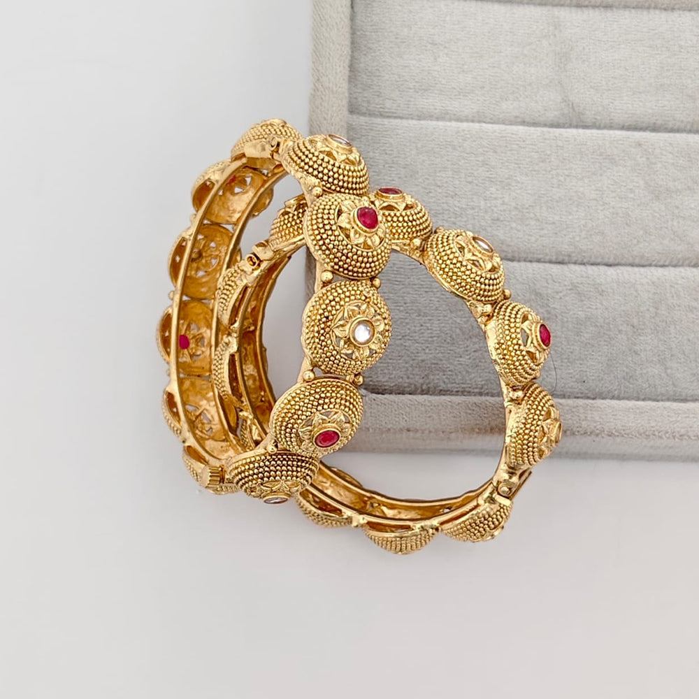 Rajwadi Collection Premium Pota Stone Openable Bangles Set