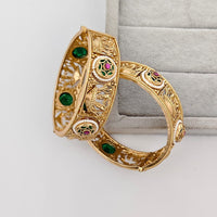 Rajwadi Collection Premium Pota Stone And Pearl Openable Bangles Set