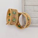 Rajwadi Collection Premium Pota Stone Openable Bangles Set