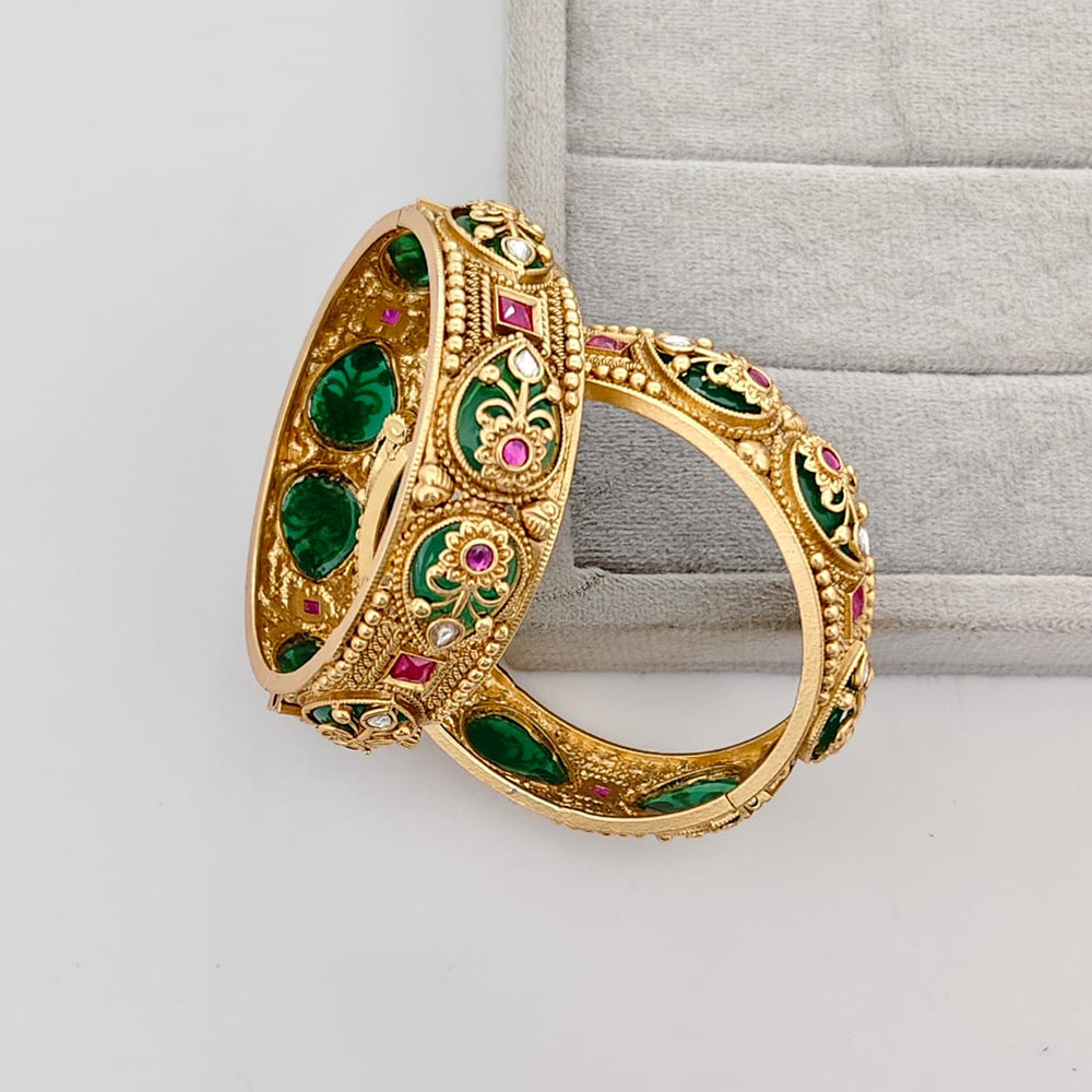 Rajwadi Collection Premium Pota Stone Openable Bangles Set