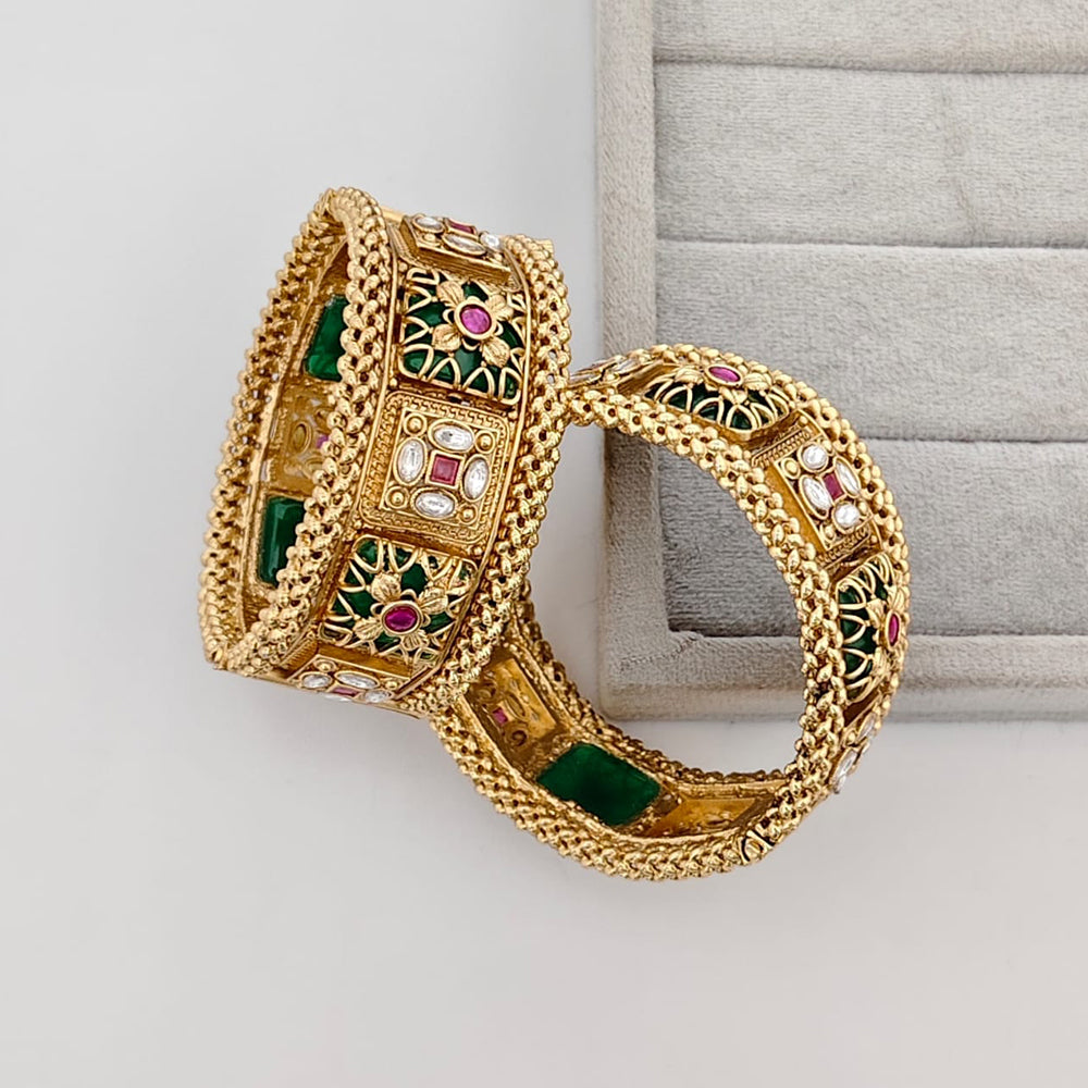 Rajwadi Collection Premium Pota Stone Openable Bangles Set