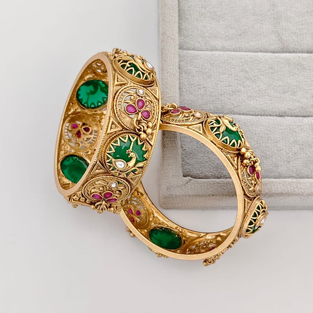 Rajwadi Collection Premium Pota Stone Openable Bangles Set