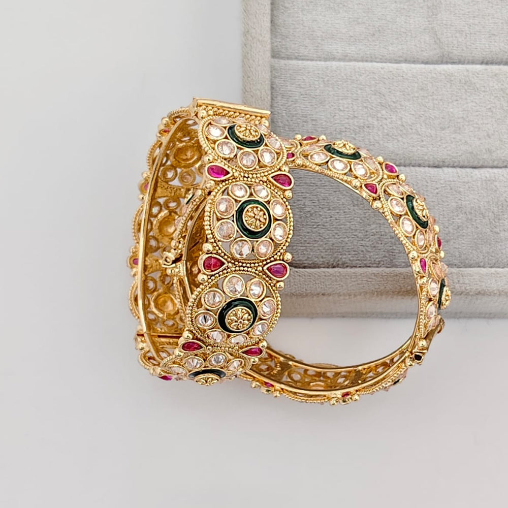 Rajwadi Collection Premium Pota Stone Openable Bangles Set