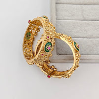 Rajwadi Collection Premium Pota Stone Openable Bangles Set