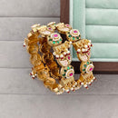 Rajwadi Collection Premium Pota Stone And Pearl Meenakari Openable Bangles Set