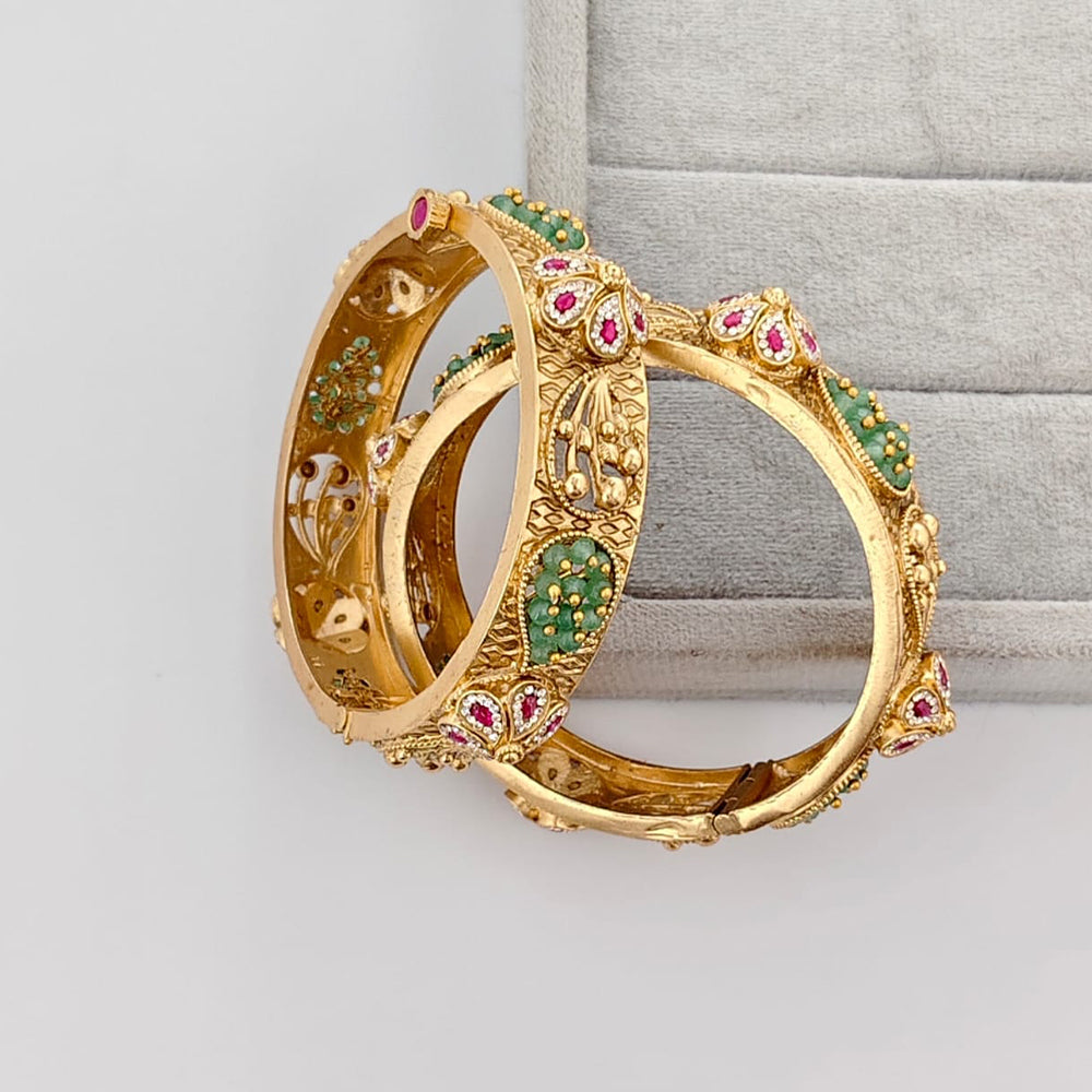 Rajwadi Collection Premium Pota Stone Openable Bangles Set