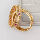 Rajwadi Collection Premium Pota Stone Meenakari Openable Bangles Set