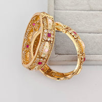 Rajwadi Collection Premium Pota Stone Meenakari Openable Bangles Set