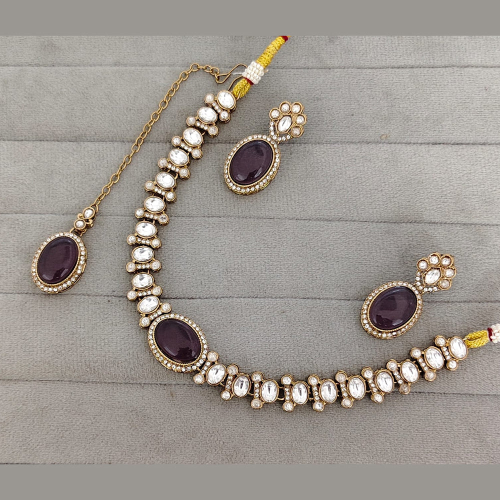 Rajwadi Collection Premium Pota Stone Necklace Set
