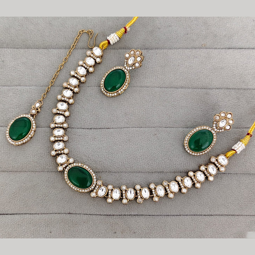 Rajwadi Collection Premium Pota Stone Necklace Set