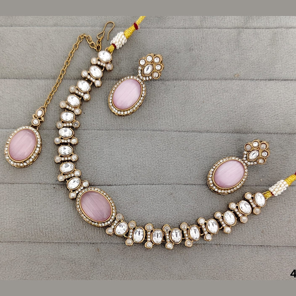 Rajwadi Collection Premium Pota Stone Necklace Set