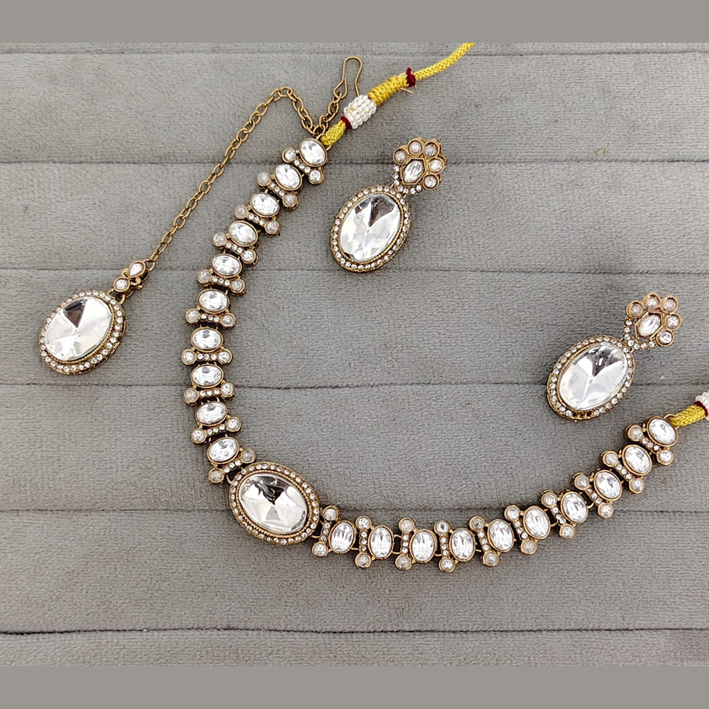 Rajwadi Collection Premium Pota Stone Necklace Set