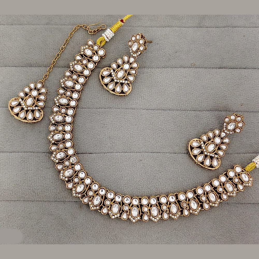 Rajwadi Collection Premium Pota Stone Necklace Set
