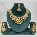 Rajwadi Collection Premium Pota Stone And Pearl Necklace Set