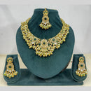 Rajwadi Collection Premium Pota Stone And Pearl Necklace Set