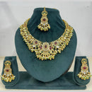 Rajwadi Collection Premium Pota Stone And Pearl Necklace Set