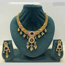 Rajwadi Collection Premium Pota Stone And Pearl Necklace Set