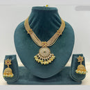 Rajwadi Collection Premium Pota Stone And Pearl Necklace Set