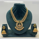 Rajwadi Collection Premium Pota Stone And Pearl Necklace Set