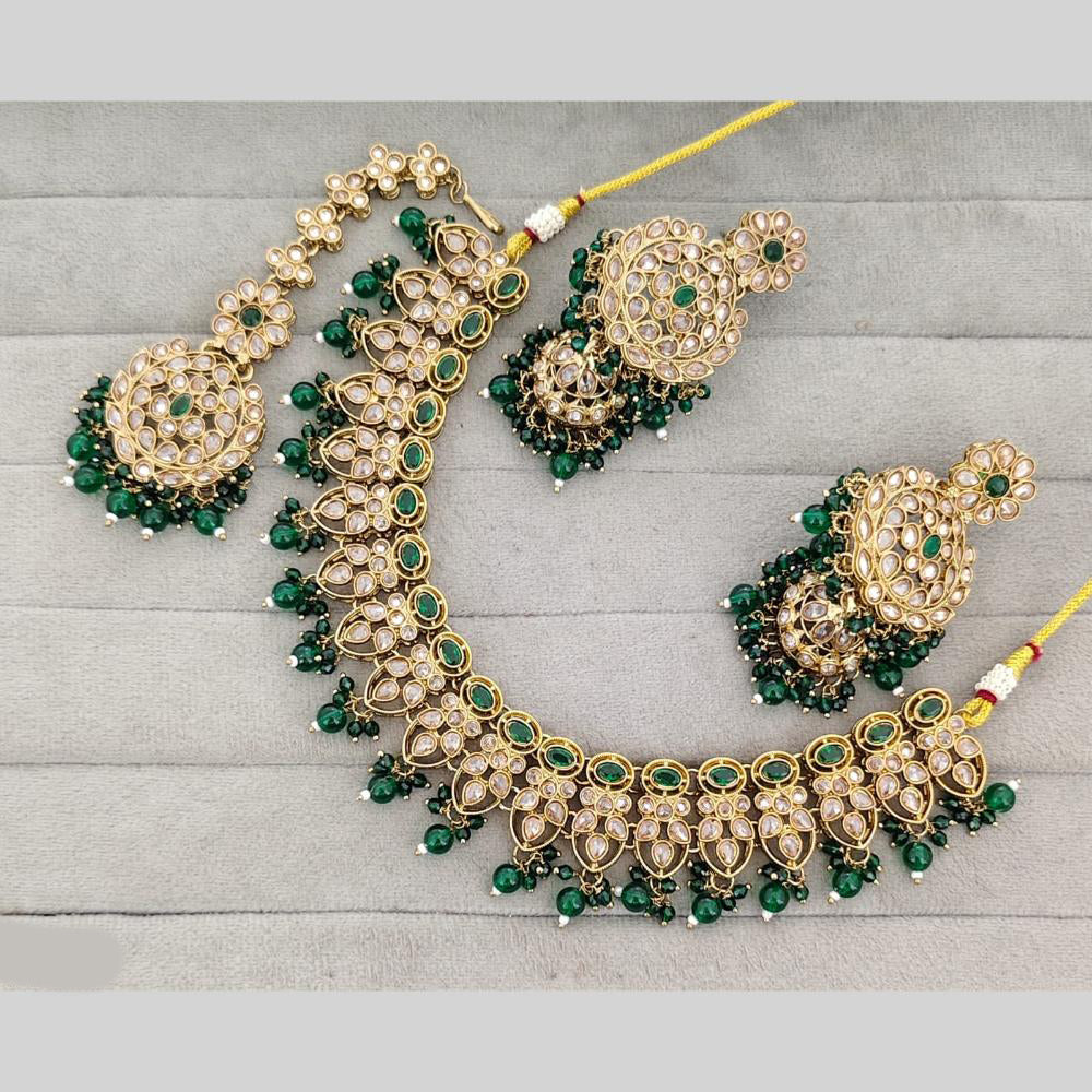 Rajwadi Collection Luxury Crystal Stone And Pearl Necklace Set