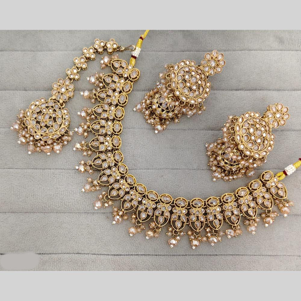 Rajwadi Collection Luxury Crystal Stone And Pearl Necklace Set