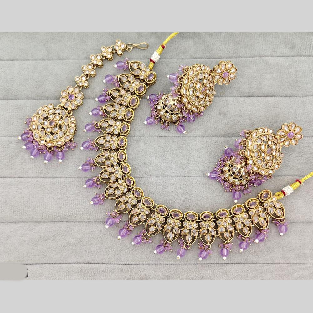 Rajwadi Collection Luxury Crystal Stone And Pearl Necklace Set