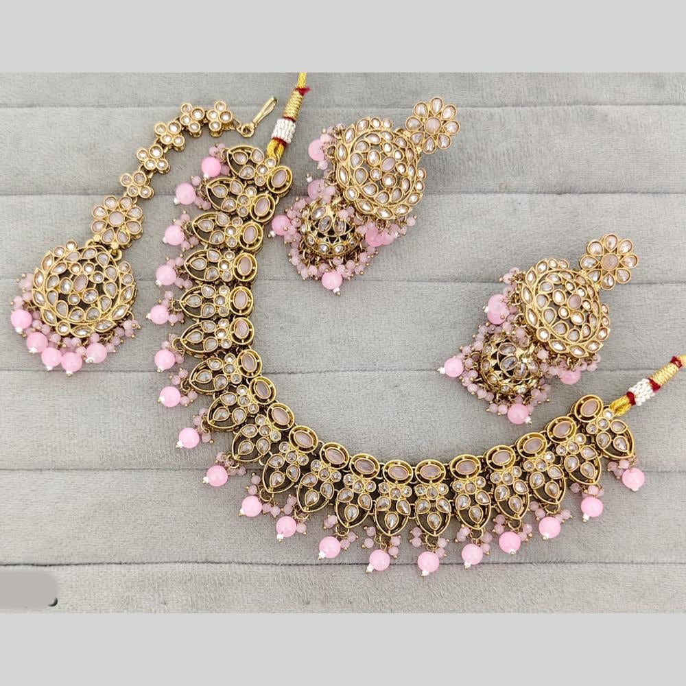 Rajwadi Collection Luxury Crystal Stone And Pearl Necklace Set