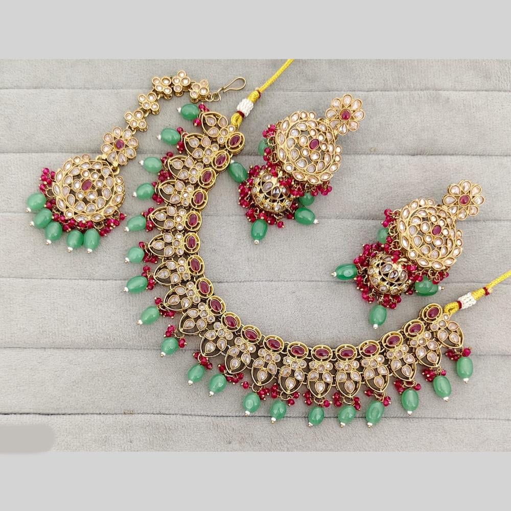 Rajwadi Collection Luxury Crystal Stone And Pearl Necklace Set