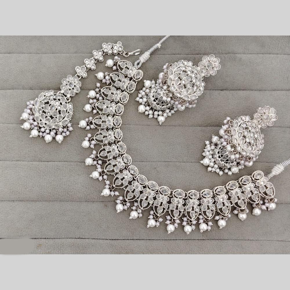 Rajwadi Collection Luxury Crystal Stone And Pearl Necklace Set