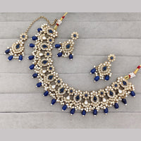 Rajwadi Collection Premium Pota Stone And Pearl Necklace Set