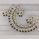 Rajwadi Collection Premium Pota Stone And Pearl Necklace Set