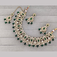 Rajwadi Collection Premium Pota Stone And Pearl Necklace Set