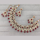 Rajwadi Collection Premium Pota Stone And Pearl Necklace Set