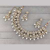 Rajwadi Collection Premium Pota Stone And Pearl Necklace Set
