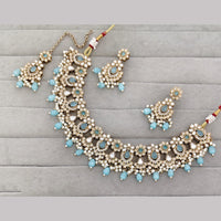 Rajwadi Collection Premium Pota Stone And Pearl Necklace Set