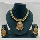 Rajwadi Collection Premium Pota Stone And Pearl Necklace Set
