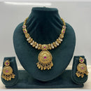 Rajwadi Collection Premium Pota Stone And Pearl Necklace Set