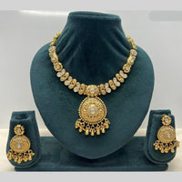 Rajwadi Collection Premium Pota Stone And Pearl Necklace Set